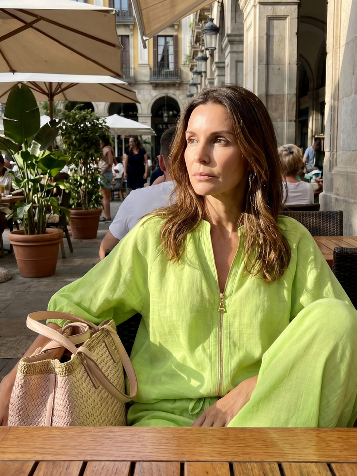 Natalia | Blouse with Zipper and Wide Leg Pants
