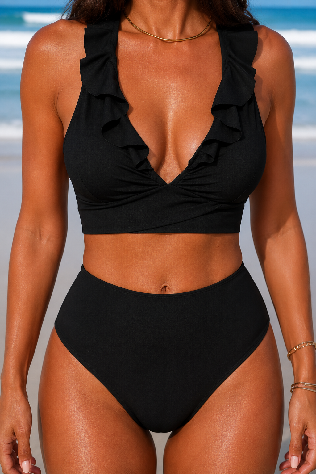 Bikini modelujący z falbankami