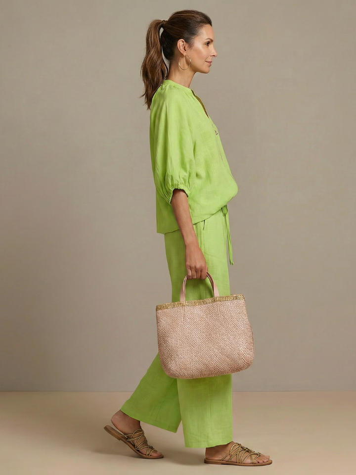 Natalia | Blouse with Zipper and Wide Leg Pants