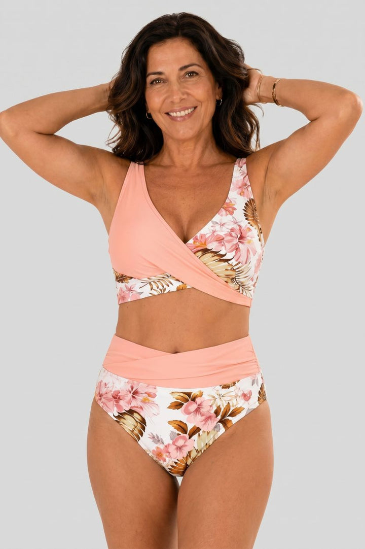 Kwiatowy bikini z wysokim stanem