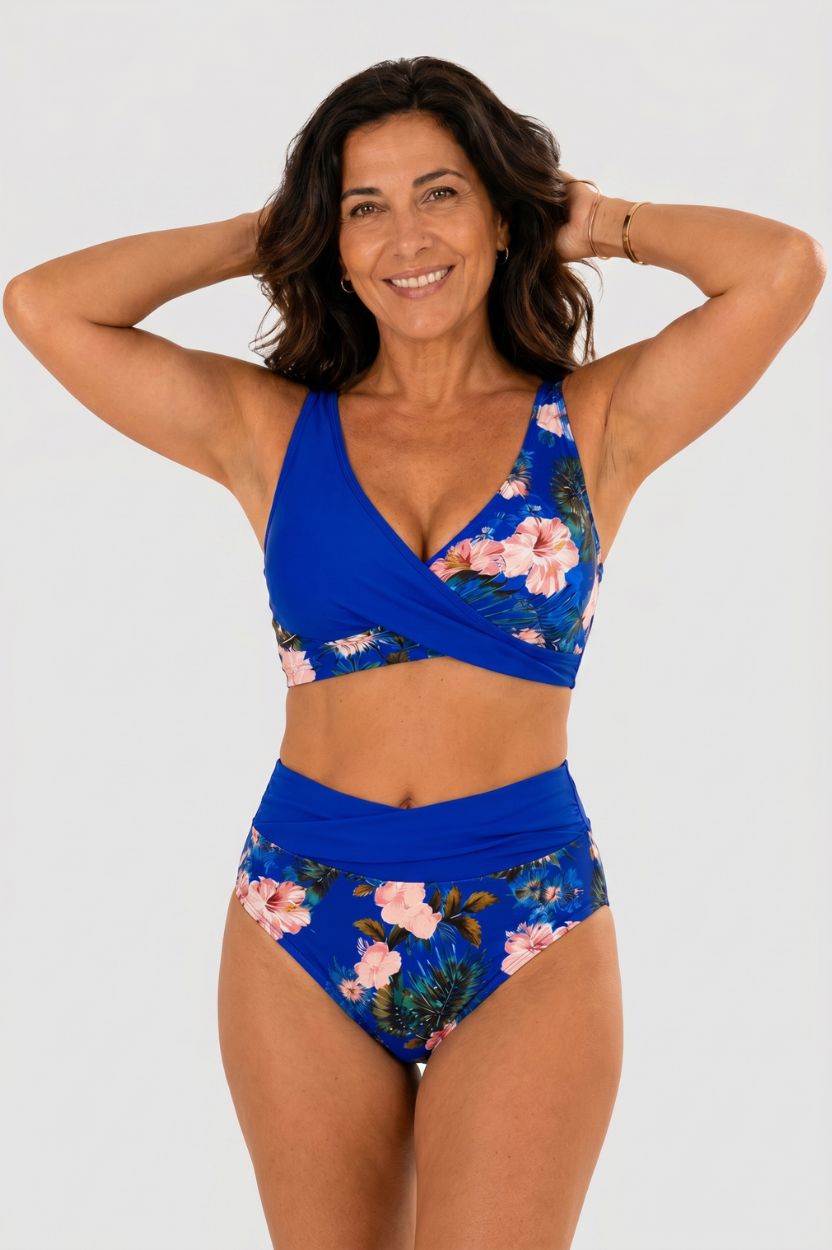 Kwiatowy bikini z wysokim stanem
