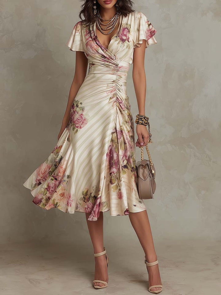 Margaret | Retro Floral Midi Dress