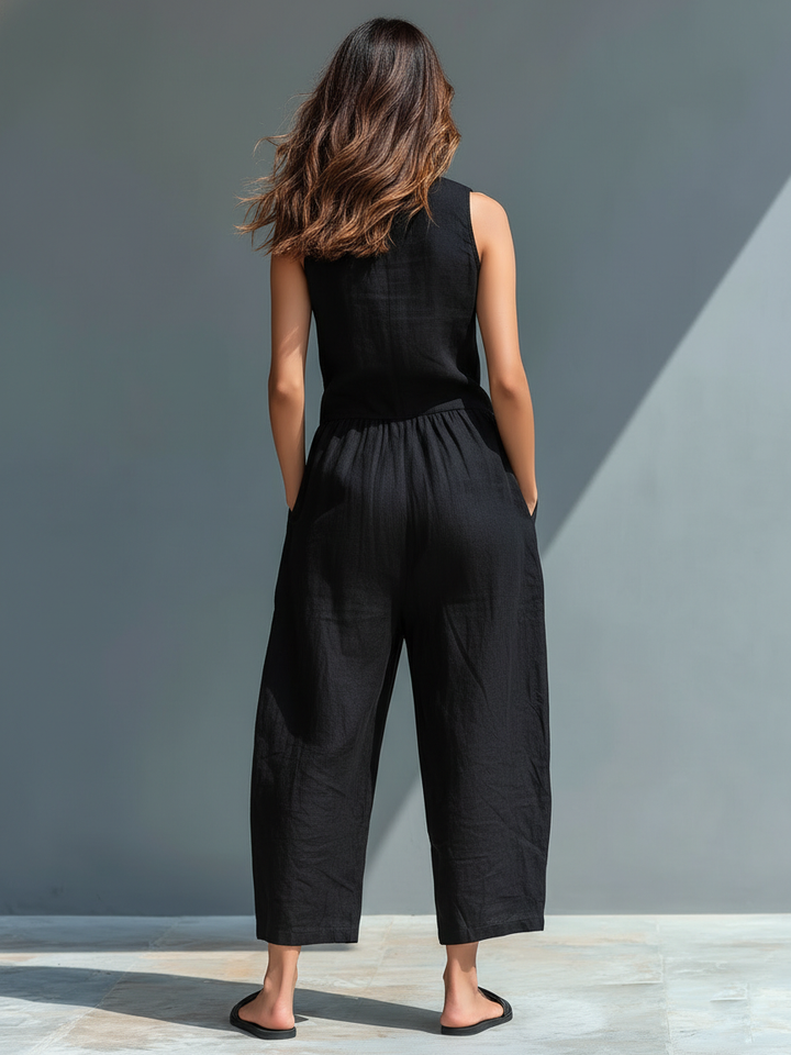 Vittoria | Elegancki Czarny Kombinezon w Stylu Minimalistycznym
