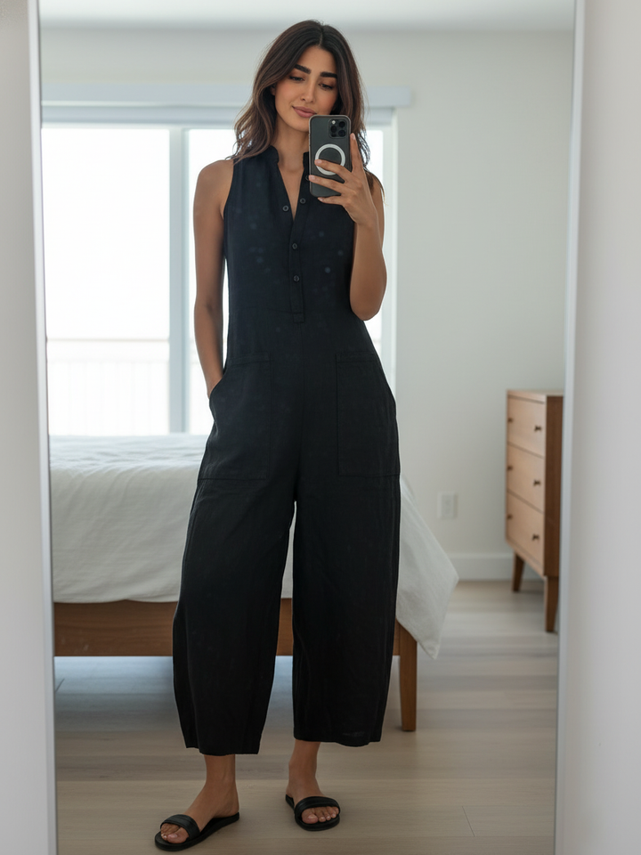 Vittoria | Elegancki Czarny Kombinezon w Stylu Minimalistycznym