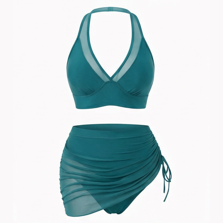 Blanka™ – Bikini z wysokim stanem i marszczoną spódniczką