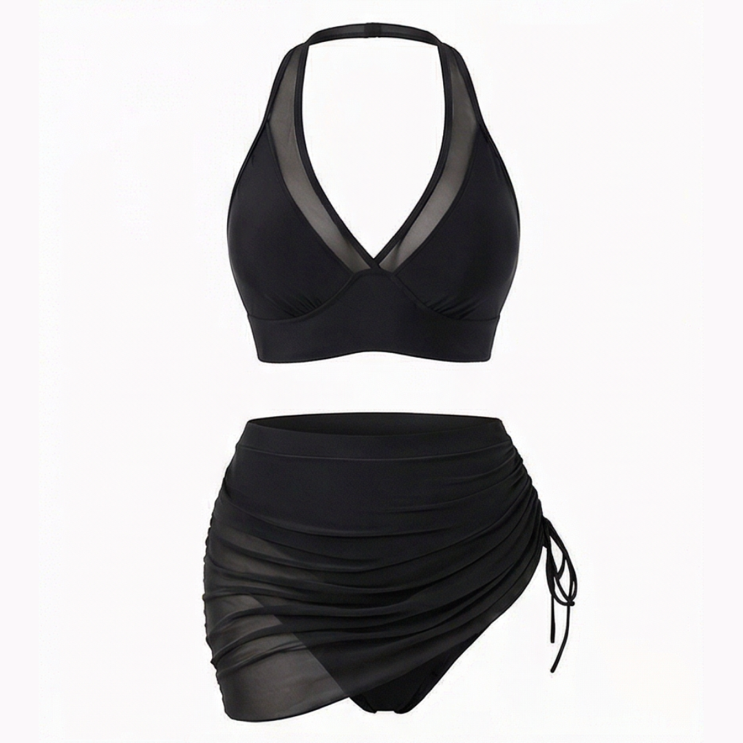 Blanka™ – Bikini z wysokim stanem i marszczoną spódniczką