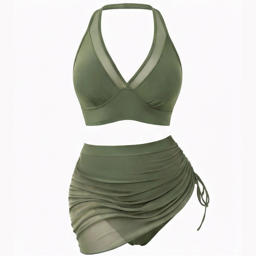 Blanka™ – Bikini z wysokim stanem i marszczoną spódniczką