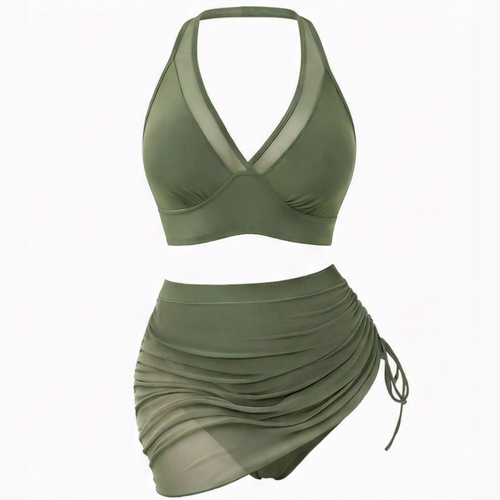 Blanka™ – Bikini z wysokim stanem i marszczoną spódniczką